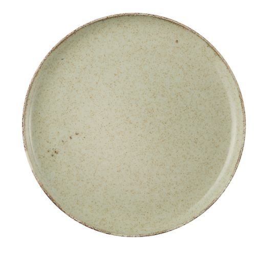 An overhead shot of a ceramic plate on an isolated background
