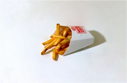 A closeup shot of French fries from a fast-food restaurant