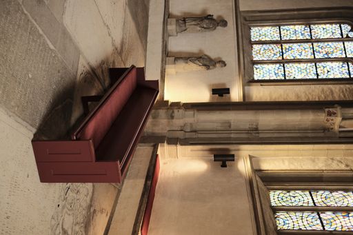 A vertical shot of the interior of a Christian cathedral