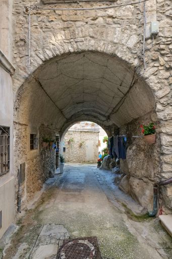 The narrow street of a medieval village in the province of Caserta.
