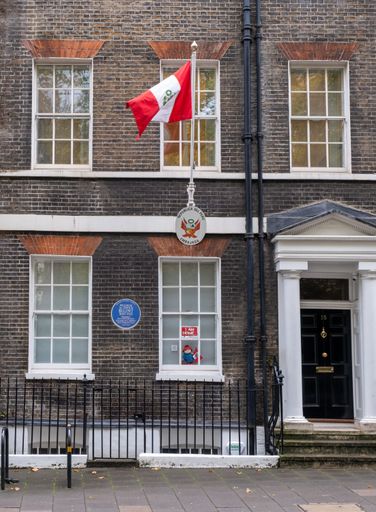 A view of the Peruvian Embassy building in London.