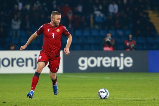 A player of the Armenian Soccer team Varazdat Haroyan during FIFA World Cup group stage qualification match VS Germany in Yerevan, Armenia