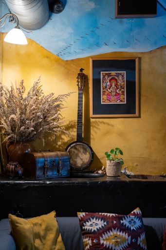 A vertical shot of an interior of a living room