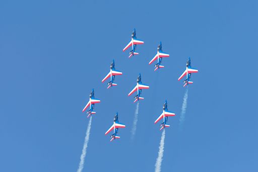 The Patrouile de France formation demonstration at Bucharest International Air Show (BIAS) 2025, Baneasa Aurel Vlaicu Airport