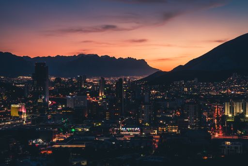 The view of Monterrey City at sunset. Mexico.
