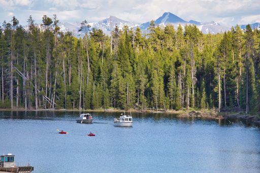 Two boats on Lake inside of Yellowstone Park
