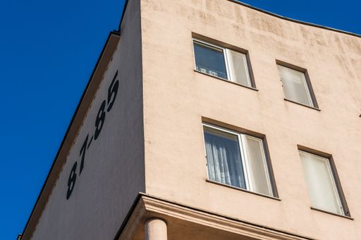 A closeup shot of an apartment building in the Stare Zegrze district, Poznan, Poland