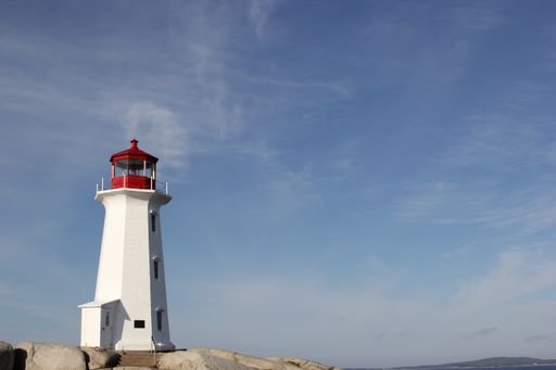 A closeup shot of Peggys Point Lighthouse in Canada