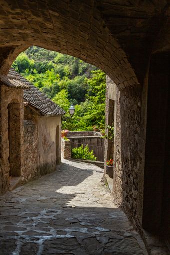 Stone houses of the medieval village of Mura, Barcelona (Spain)