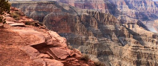 A panoramic shot of the Eagle Point at Grand Canyon on a sunny day in Arizona, the US