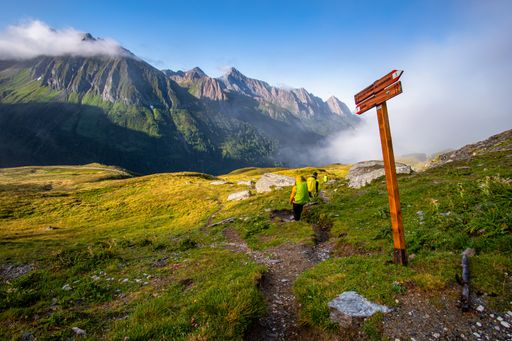 A mesmerizing scene of landscapes of green mountains with a blue sky in Allgauer Hochalpen Oberstdorf, Germany