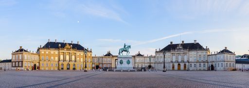 A panoramic shot of the home of danish royal family called by Amalienborg Palace, Copenhagen,Denmark