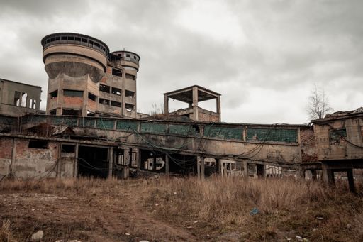 A building from the abandoned coal mine in Petrila, Romania