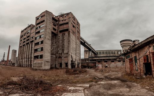 A building from the abandoned coal mine in Petrila, Romania