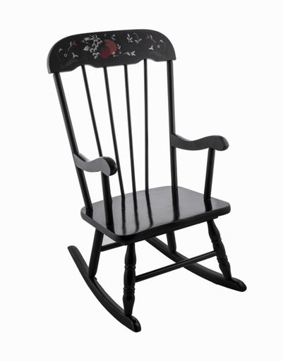 A wooden rocking chair isolated on the white background