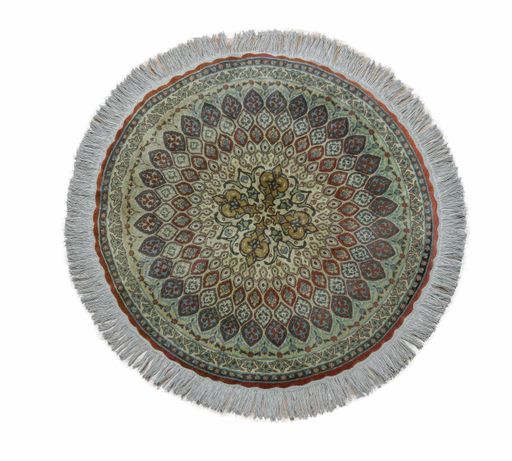 A round carpet under the lights isolated on a white background