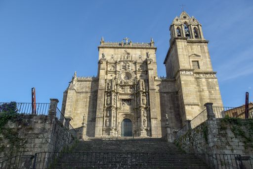 A low angle shot of the Real Basilica de Santa Maria la Mayor Pontevedra, Spain