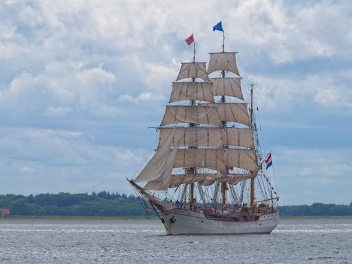 A beautiful shot of a ship on its trip in the event “Tall Ship Races” in Hals, Denmark