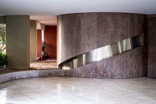 A marble column of an apartment entrance