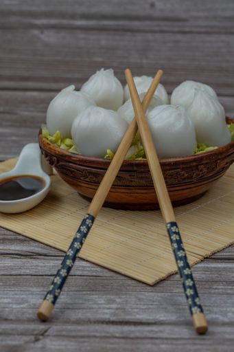 xiao long pao, a famous chinese dumpling shrimp and meat stuffing
