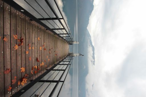 Abbadia Lariana, Como Lake, Lombardy, Italy: A typical jetty in a autumnal ultra wide view