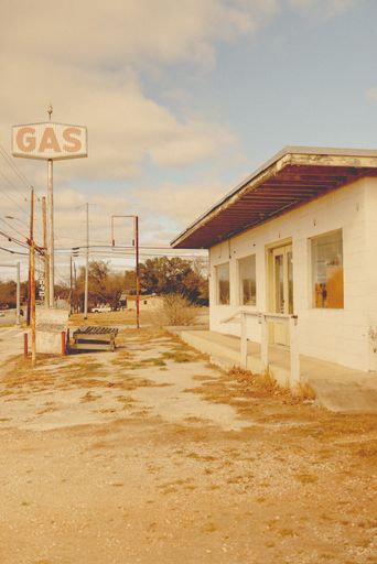 A beautiful shot of an old gas station