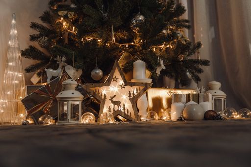 The Christmas tree and holiday decor in Scandinavian style