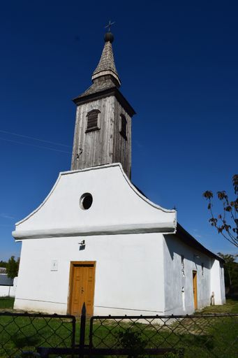 Ecka Srbija September 9, 2021 the oldest Orthodox church in Vojvodina with a beautiful blue sky and was built on the model of a log cabin with