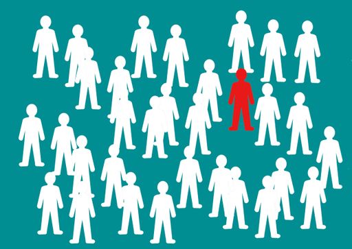 Group of people, one person is standing out, concept leadership, illustration