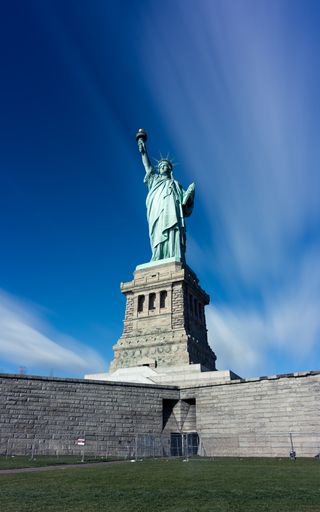 A vertical shot of the statue of Liberty. Newyork, USA