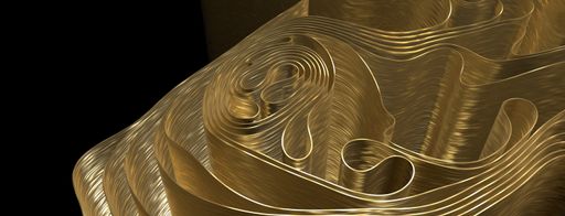 A luxus gold background of a dynamic flow wave in 3D