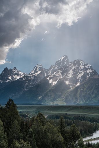 A vertical view of the mountains in Grand Teton National Park, Wyoming