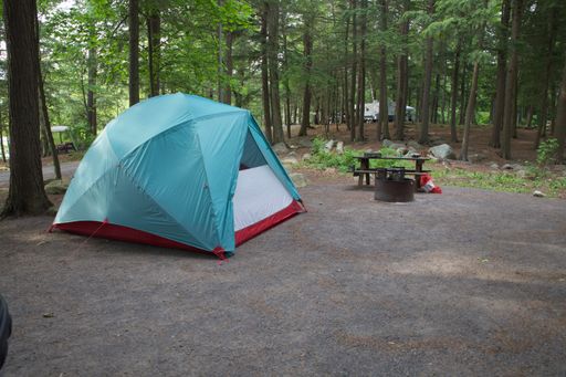 A tent in a forest for hiking