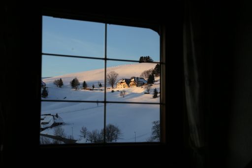 The beautiful view from a window onto a winter landscape