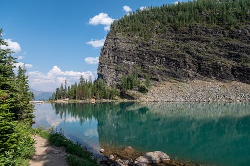 A mesmerizing view of lake Louise landscape with mountains in Banff national park, Alberta, Canada