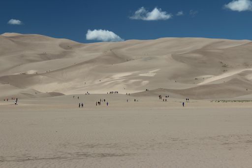 A beautiful view of sand dunes under the blue sky