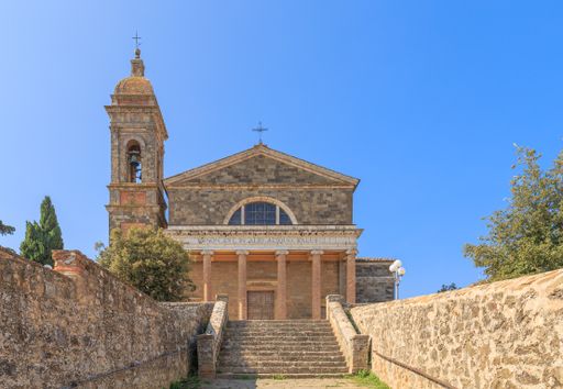 A shot of the Cathedral of the Holy Savior in Montalcino, Italy