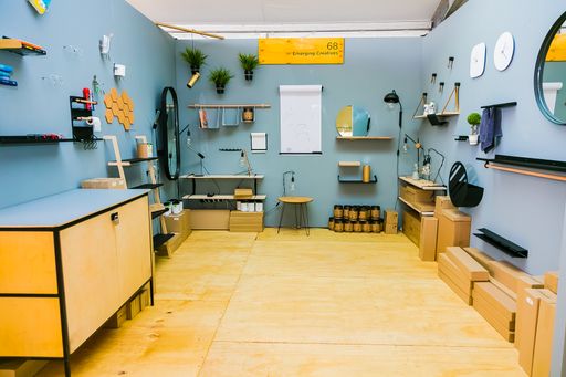 An Items on display at exhibitor stand at hand-made design fair
