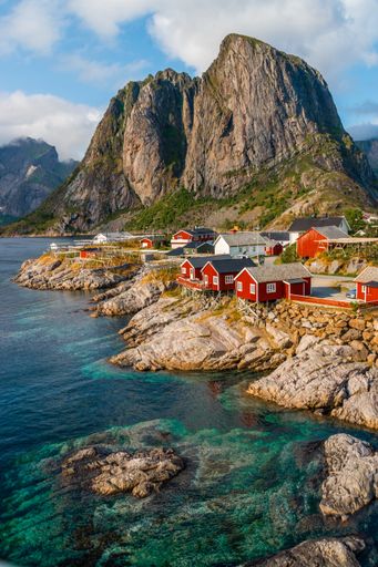 A beautiful vertical shot of Hamnoy,  Lofoten Islands, Norway