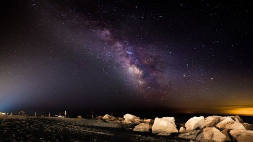 The beautiful view of the Milky Way in the night sky.