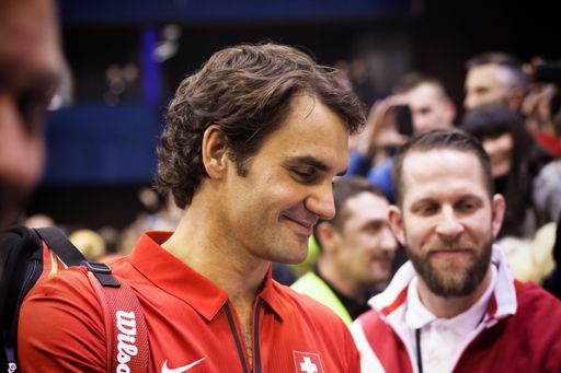 ROGER FEDERER of Switzerland during the Davis Cup match between Serbia and Switzerland, January 31 2014, Novi Sad, Serbia