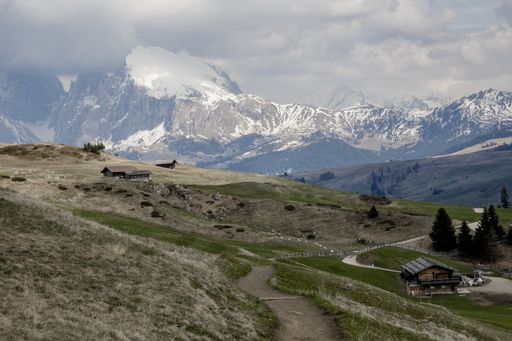 A beautiful shot of Seiser Alm alpine meadow in Italy during early spring