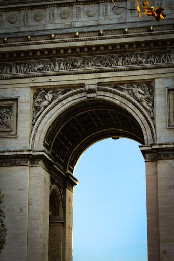 A vertical shot of the Arc de Triomphe in Paris, France