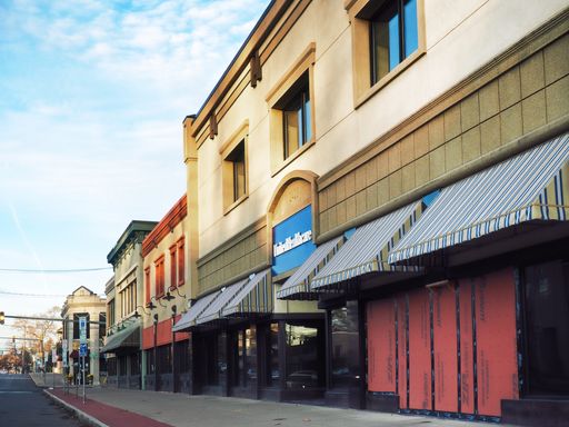 Eastwood,  New York, USA. November 20, 2021. Businesses along James Street in the small village of Eastwood, New York on a quiet weekend morning