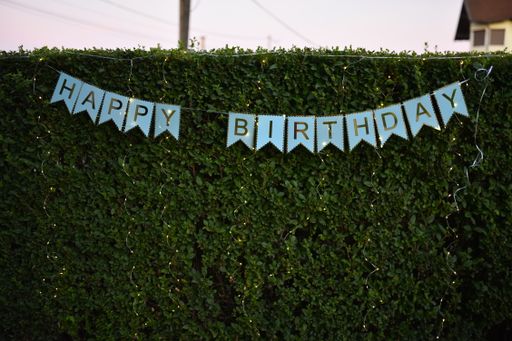A beautiful shot of light blue Happy Birthday bunting banners