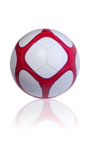 A closeup shot of a soccer ball isolated on a white background