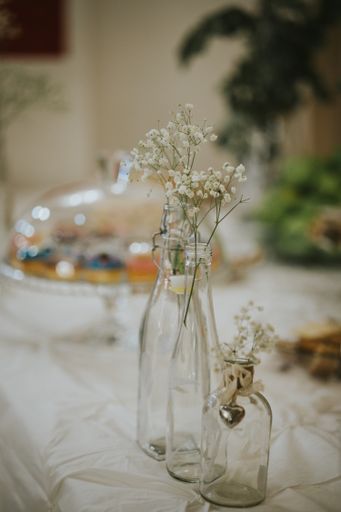 A vertical shot of flower decorations for table centerpiece