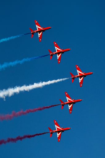A view of Red Arrows RAF Display Team at the Aerobaltic Gdynia 2021 airshow