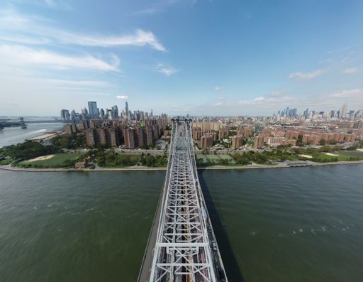 An aerial view of the New York City skyline from Brooklyn