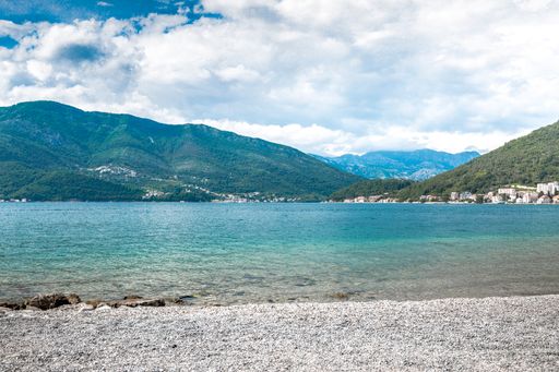 A mesmerizing view of a beach on the Adriatic Sea near the city of Budva, Montenegro